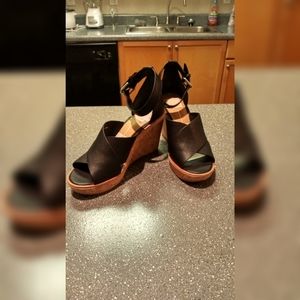 Black platform wedge heels sandals